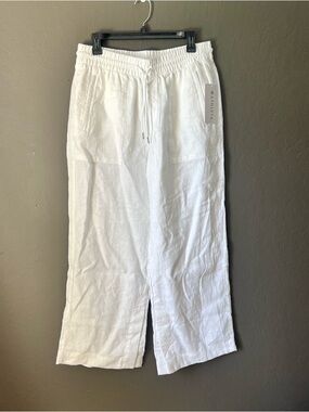 Athleta Retreat Linen Wide-Leg Pants in White